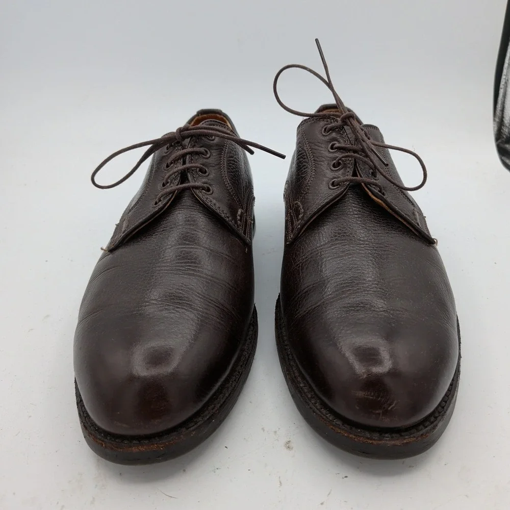 Alden 916 Mens Brown Pebble Grain Leather Plain Toe Blucher Shoes 8.5 B/D USA
